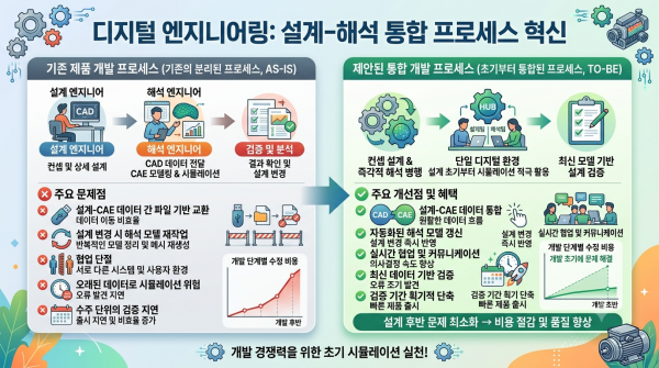 설계와 해석이 분리된 기존 제품 개발 프로세스