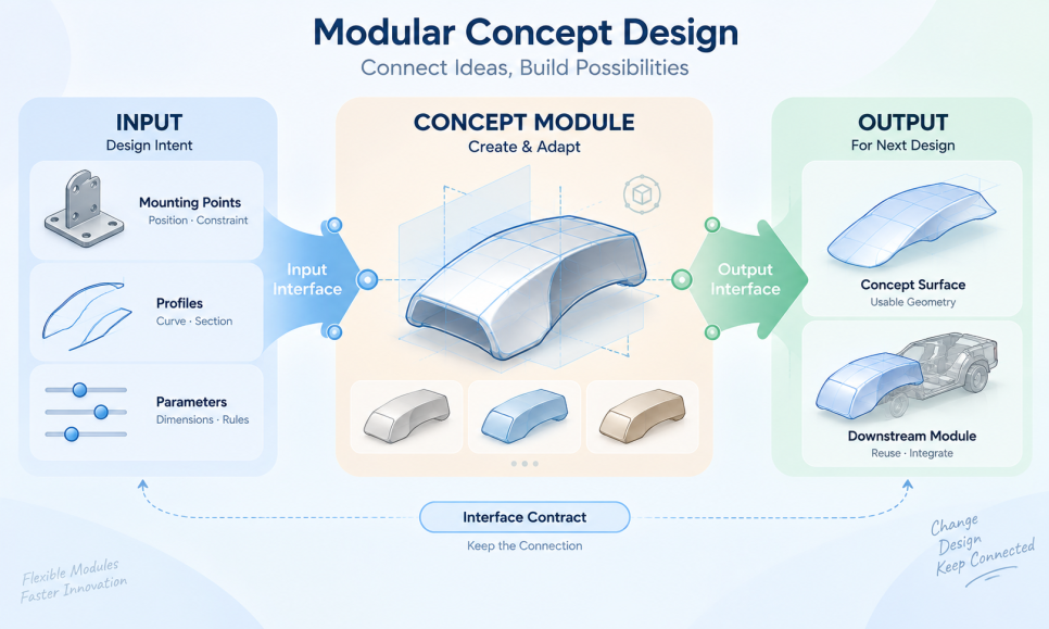 Module의 Input Interface, Concept Module, Output Interface 구조와 Interface Contract