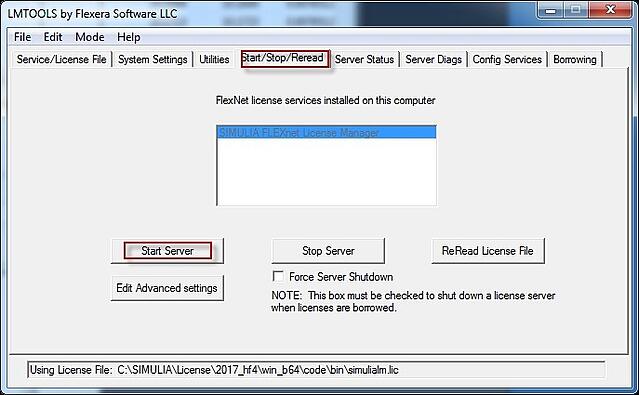 LMTOOLS Server Status 탭 - Perform Status Enquiry로 서버 상태 확인